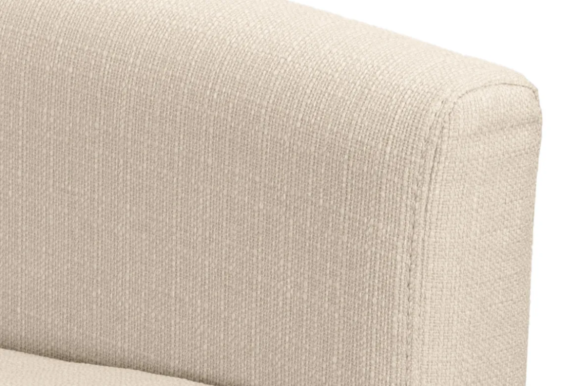 Canapé convertible 3 places en tissu beige et bois clair avec matelas 13 cm SKANDY
