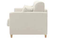 Canapé convertible 2-3 places en tissu beige et bois clair avec matelas 13 cm SKANDY