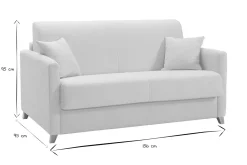 Canapé convertible 2-3 places en tissu beige et bois clair avec matelas 13 cm SKANDY