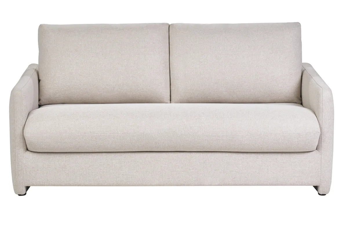 Canapé convertible 2 places en tissu beige crème PAULIN