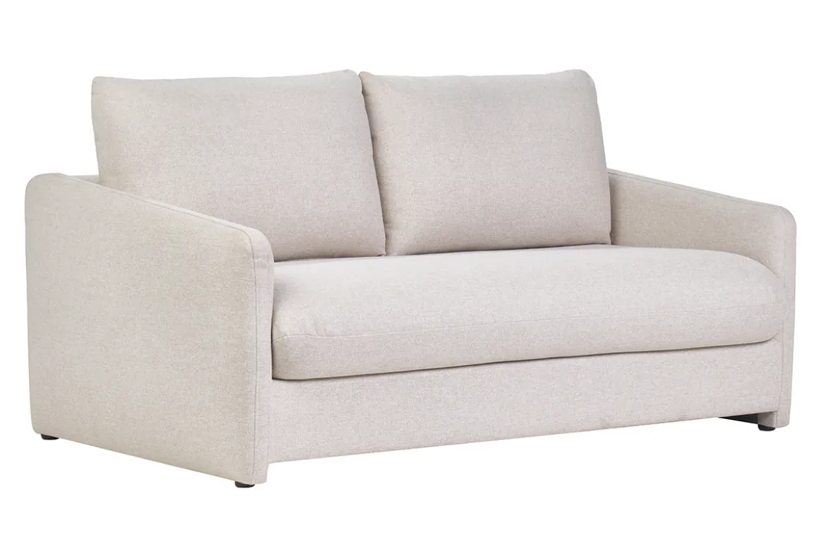 Canapé convertible 2 places en tissu beige crème PAULIN