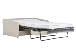 Canapé convertible 2 places en tissu beige crème PAULIN