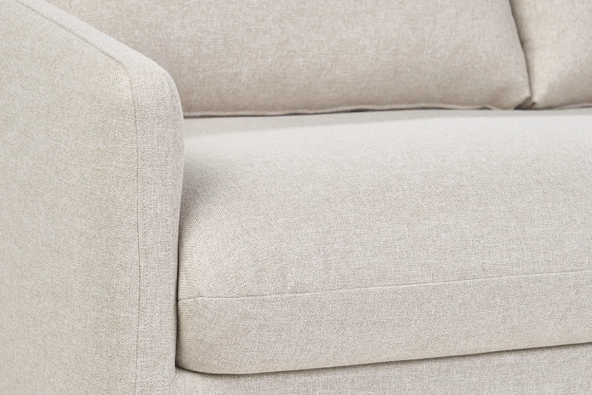 Canapé convertible 2 places en tissu beige crème PAULIN