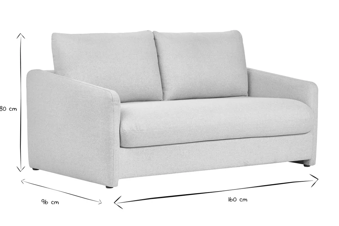 Canapé convertible 2 places en tissu beige crème PAULIN