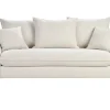 Canapé convertible 3 places en tissu effet velours beige avec matelas 12 cm ARMAND