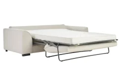 Canapé convertible 3 places en tissu effet velours beige avec matelas 12 cm ARMAND