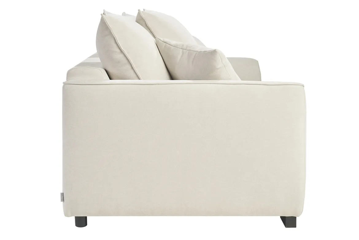 Canapé convertible 3 places en tissu effet velours beige avec matelas 12 cm ARMAND