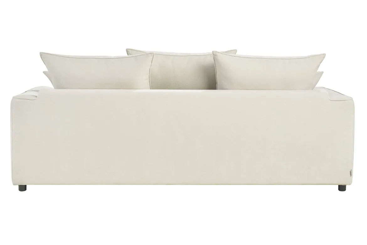 Canapé convertible 3 places en tissu effet velours beige avec matelas 12 cm ARMAND