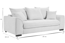 Canapé convertible 3 places en tissu effet velours beige avec matelas 12 cm ARMAND