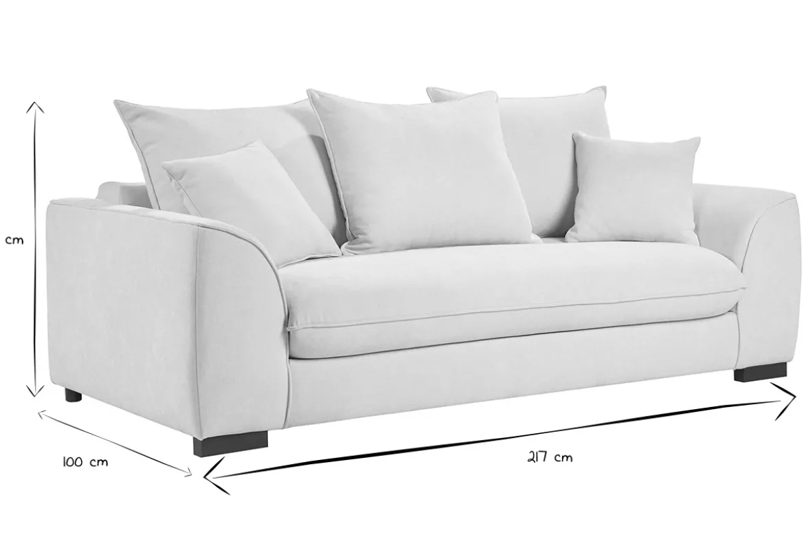Canapé convertible 3 places en tissu effet velours beige avec matelas 12 cm ARMAND