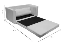 Canapé convertible 2 places en tissu velours côtelé beige LEON
