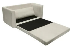 Canapé convertible 2 places en tissu velours côtelé beige LEON