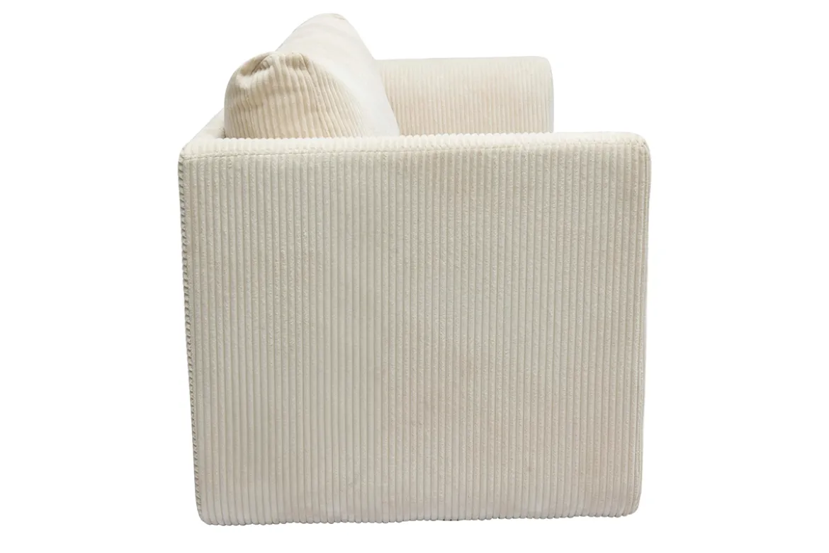 Canapé convertible 2 places en tissu velours côtelé beige LEON