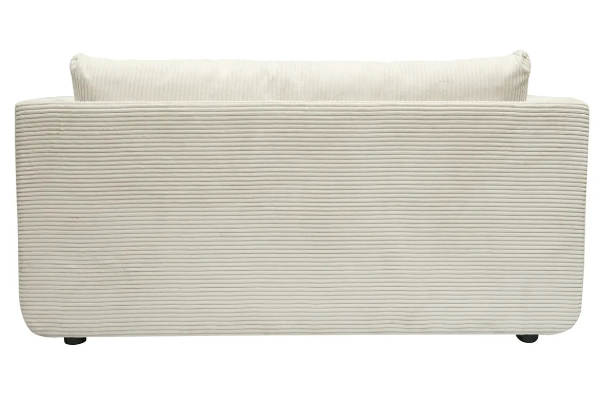 Canapé convertible 2 places en tissu velours côtelé beige LEON