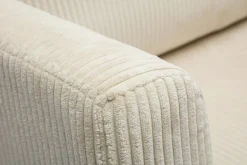 Canapé convertible 2 places en tissu velours côtelé beige LEON