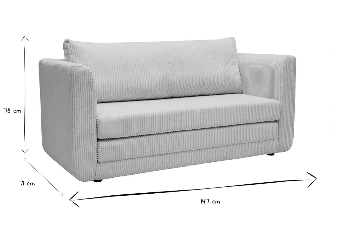 Canapé convertible 2 places en tissu velours côtelé beige LEON