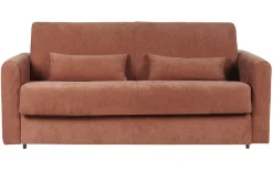 Canapé convertible 3 places en tissu effet velours terre brûlée avec matelas 13 cm LETTO