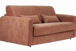 Canapé convertible 3 places en tissu effet velours terre brûlée avec matelas 13 cm LETTO