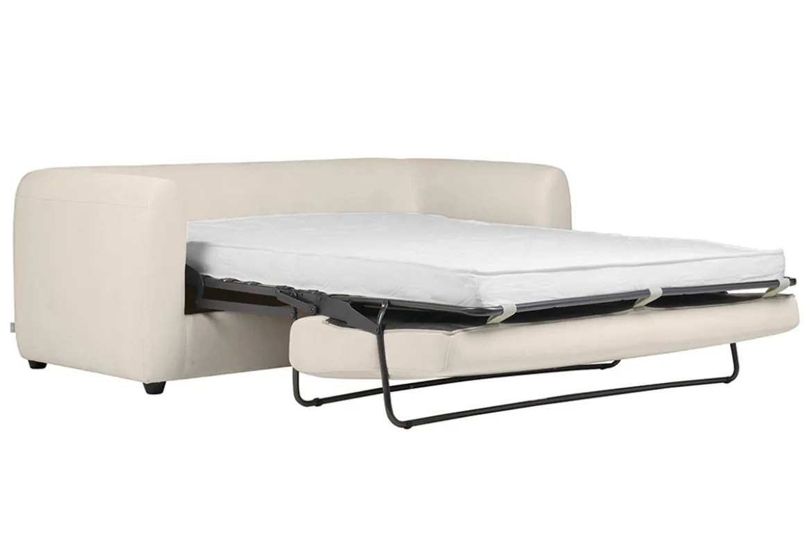 Canapé convertible 3 places en tissu effet velours beige HARLO