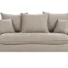 Canapé convertible 3 places en tissu effet velours taupe avec matelas 12 cm ARMAND
