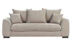 Canapé convertible 3 places en tissu effet velours taupe avec matelas 12 cm ARMAND