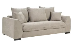 Canapé convertible 3 places en tissu effet velours taupe avec matelas 12 cm ARMAND