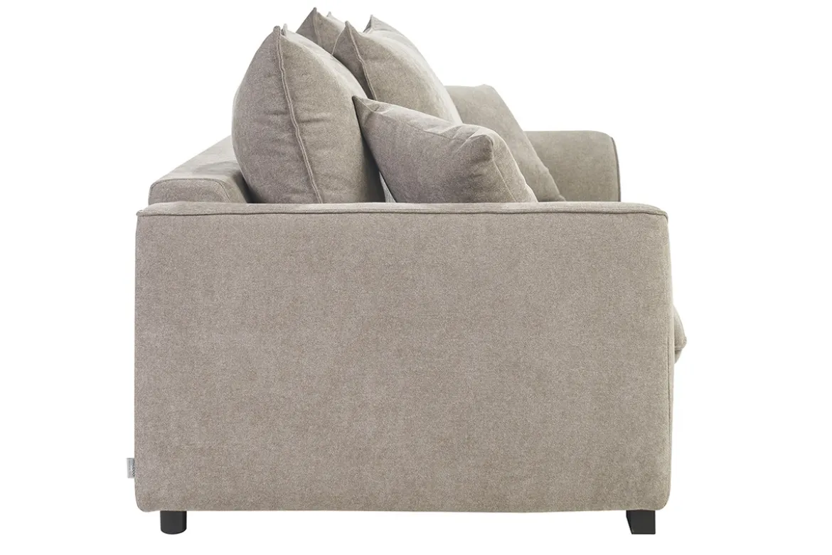 Canapé convertible 3 places en tissu effet velours taupe avec matelas 12 cm ARMAND