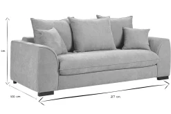 Canapé convertible 3 places en tissu effet velours taupe avec matelas 12 cm ARMAND