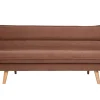Canapé convertible 3 places en tissu chenille terre brûlée et bois clair BINGO