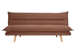 Canapé convertible 3 places en tissu chenille terre brûlée et bois clair BINGO