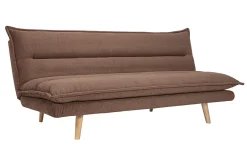 Canapé convertible 3 places en tissu chenille terre brûlée et bois clair BINGO