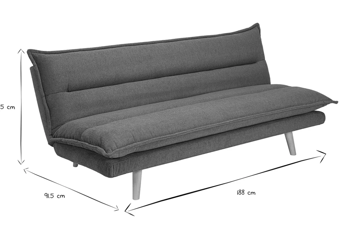 Canapé convertible 3 places en tissu chenille terre brûlée et bois clair BINGO