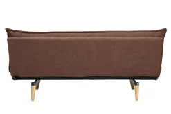 Canapé convertible 3 places en tissu chenille terre brûlée et bois clair BINGO