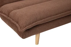 Canapé convertible 3 places en tissu chenille terre brûlée et bois clair BINGO