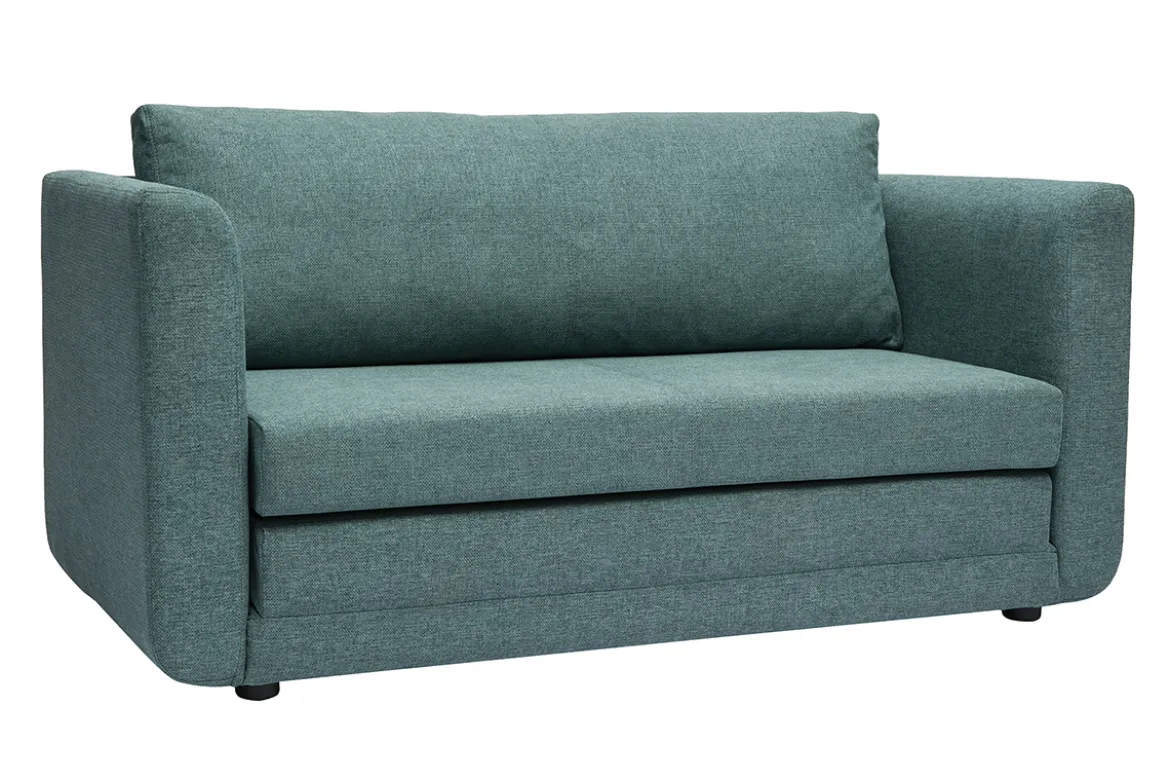 Canapé convertible 2 places en tissu vert de gris LEON
