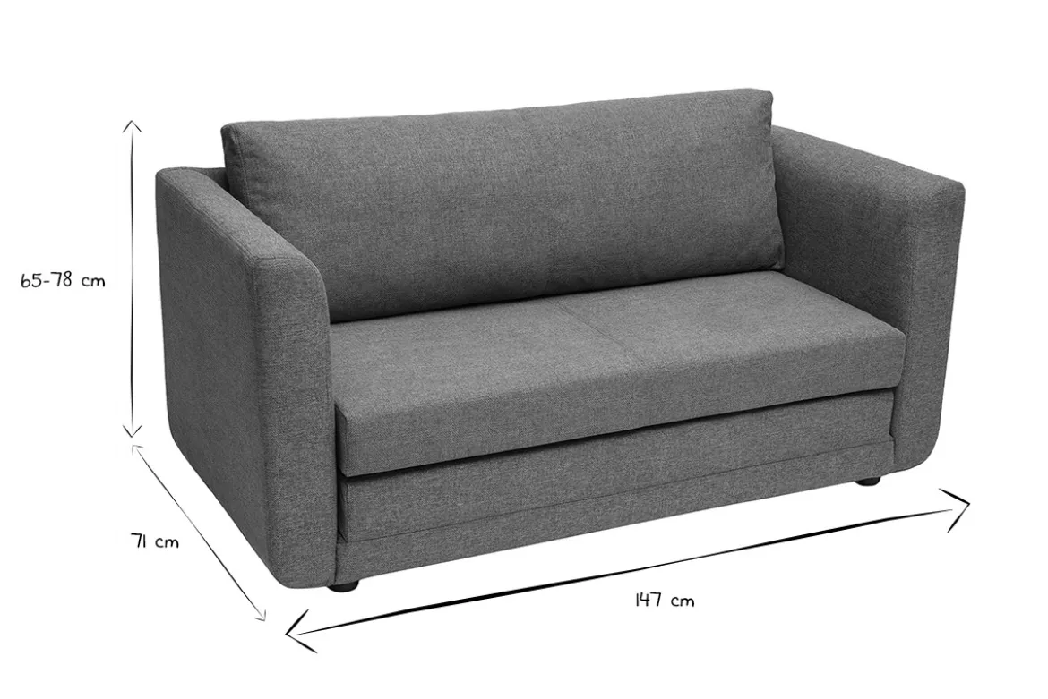 Canapé convertible 2 places en tissu vert de gris LEON