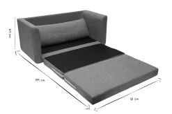 Canapé convertible 2 places en tissu vert de gris LEON