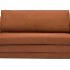 Canapé convertible 2 places en tissu effet velours texturé terre brûlée LEON