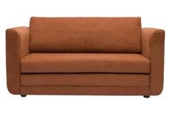 Canapé convertible 2 places en tissu effet velours texturé terre brûlée LEON