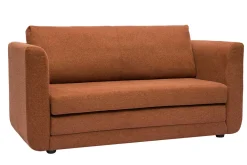 Canapé convertible 2 places en tissu effet velours texturé terre brûlée LEON