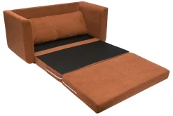 Canapé convertible 2 places en tissu effet velours texturé terre brûlée LEON