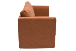 Canapé convertible 2 places en tissu effet velours texturé terre brûlée LEON