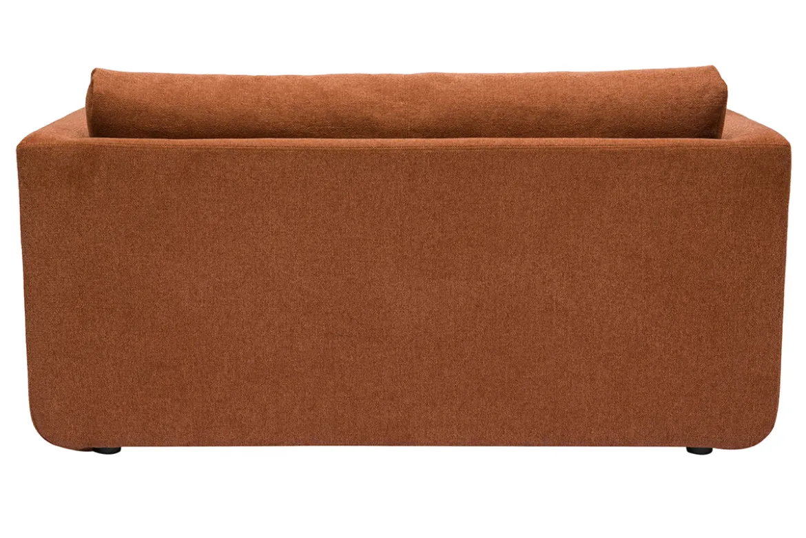 Canapé convertible 2 places en tissu effet velours texturé terre brûlée LEON