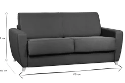 Canapé convertible 3 places en tissu bleu canard et bois clair avec matelas 18 cm GRAHAM