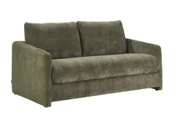 Canapé convertible 2 places en tissu effet velours texturé vert kaki PAULIN