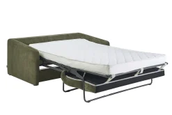 Canapé convertible 2 places en tissu effet velours texturé vert kaki PAULIN