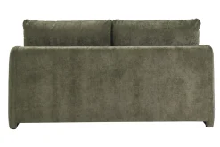 Canapé convertible 2 places en tissu effet velours texturé vert kaki PAULIN