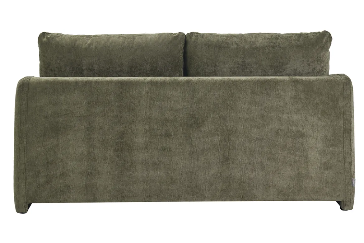Canapé convertible 2 places en tissu effet velours texturé vert kaki PAULIN