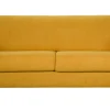 Canapé convertible 3 places en tissu jaune moutarde et bois clair avec matelas L140 cm 13 cm GRAHAM