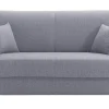 Canapé convertible 2-3 places en tissu gris et bois clair avec matelas 13 cm SKANDY